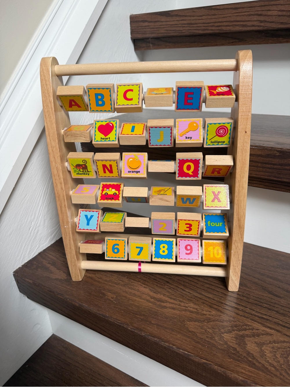 Hape Wooden ABC & Number Learning Toy - Natural Wood with Multicolor Blocks,